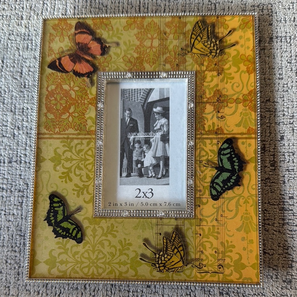 Butterfly Embellished Photo Frame - Yellow